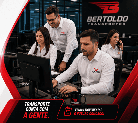 Assistente administrativo noturno na Bertoldo Transportes em Londrina-PR, apoiando operações logísti.